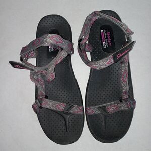 Skechers Outdoor Lifestyle Thong Sandals Strappy Women Size 10 Black